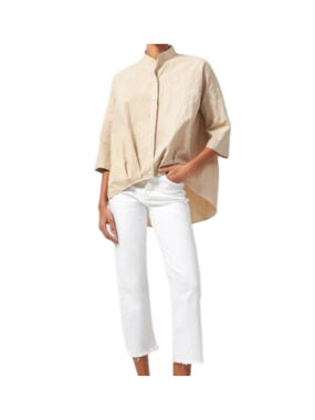 Kal Rieman Pleat Hem Kimono Top $365 Designer Minimalist Oversized Khaki M